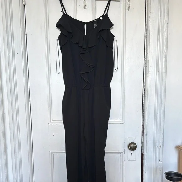 Black Ruffled Jumpsuit - Picture 1 of 2